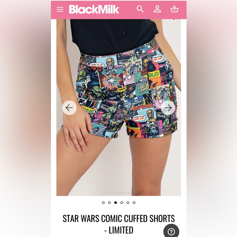 BlackMilk Star Wars Comic Cuffed Shorts- Limited. XXS. Like New. Rare. $200 OBO